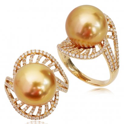 12.70 x 12.53 mm South Sea Pearl Diamond Ring