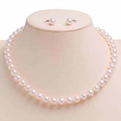 (PSL) 8.5 - 9.0 mm, Aurora Tennyo, Pearl Set (Necklace and Earrings)