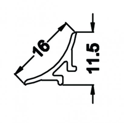 Aluminium Internal Trim between floor &amp; wall 16 mm., 2.5 Meters