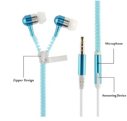 หูฟังสายซิบเรืองแสง พร้อมไมโครโฟนในตัว