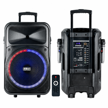 PROPLUS UK-12 ลำโพงล้อลาก 12 นิ้ว พร้อมไมค์ลอย UHF คู่และแบตเตอรี่ในตัว