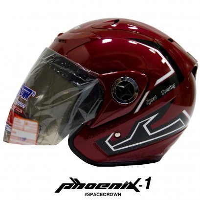 หมวกกันน็อคสเปซคราวน์ เปิดหน้า Phoenix-1 สีแดง