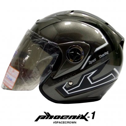 หมวกกันน็อคสเปซคราวน์ เปิดหน้า Phoenix-1 สีเทา