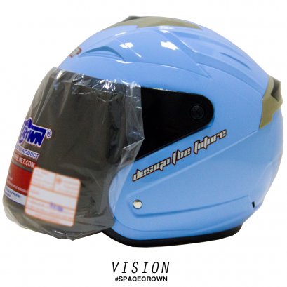 หมวกกันน็อคสเปซคราวน์ เปิดหน้า Vision สีฟ้า