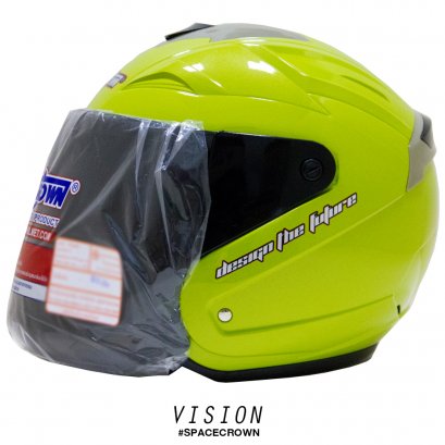 หมวกกันน็อคสเปซคราวน์ เปิดหน้า Vision สีเขียว