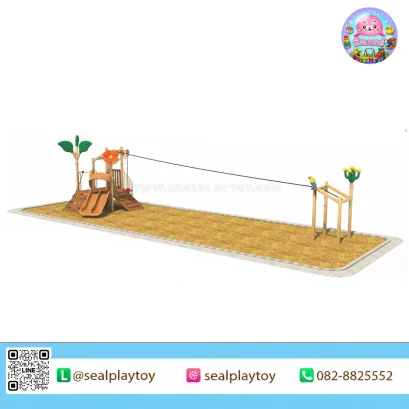 Adventure Tower Zipline เครื่องเล่นซิปไลน์เชื่อมต่อชุดหอคอยกิจกรรม พร้อมกระดานลื่นและเครื่องเล่นปีนป่าย สำหรับสนามเด็กเล่นและพื้นที่กิจกรรมกลางแจ้ง by Sealplay