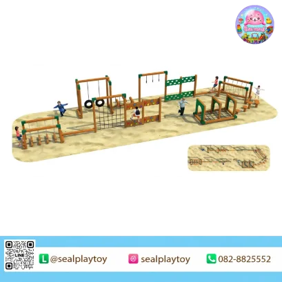 ชุดฐานผจญภัย Adventure Trail พร้อมปีนป่าย สะพานสมดุล และด่านกิจกรรม โดย Sealplay