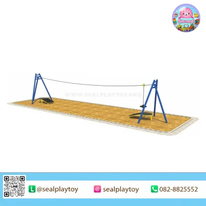 Aero Glide Zipline เครื่องเล่นซิปไลน์แบบโครงตั้งอิสระ พร้อมสายสลิงและที่นั่งแขวน สำหรับกิจกรรมเคลื่อนที่จากสถานีต้นทางไปยังปลายทาง by Sealplay