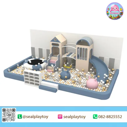 Blue Sky Ball Pit ห้องบอลในร่ม พร้อมบ่อบอล สไลเดอร์ แทรมโพลีน ชิงช้า และของเล่นเสริมพัฒนาการสำหรับเด็กเล็ก