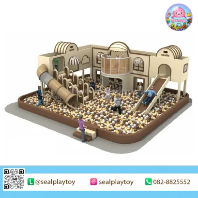 Castle Town ห้องบอลในร่มธีมเมืองปราสาท พร้อมบ่อบอล สไลเดอร์ อุโมงค์ และสะพานเชื่อม ช่วยส่งเสริมพัฒนาการเด็ก ผลิตจากหนัง PU ฟองน้ำความหนาแน่นสูง ไม้อัดหลายชั้น และโครงเหล็กกัลวาไนซ์ by Sealplay