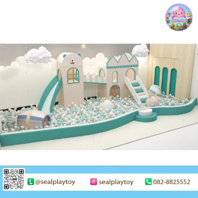 Cloud Bear Ball Pit ห้องบอลในร่มธีมหมี เมฆ และบ่อบอล พร้อมสไลเดอร์ อุโมงค์คลาน และกิจกรรมสำหรับเด็กเล็ก