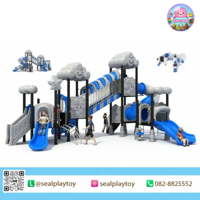 Cloud Sky Bridge playground with elevated bridge and cloud theme by Sealplay