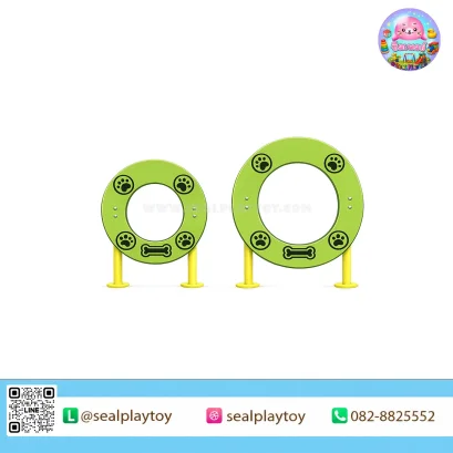 Dual Hoop Jump Set ชุดห่วงกระโดดสำหรับสัตว์เลี้ยง 2 ขนาด ผลิตจากแผ่น HDPE แกะสลัก CNC พร้อมโครงเหล็กกัลวาไนซ์พ่นสีฝุ่น แข็งแรง ทนทาน by Sealplay