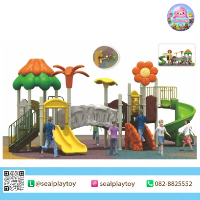 Fantasy Flower Trail playground with flower and tunnel bridge theme by Sealplay