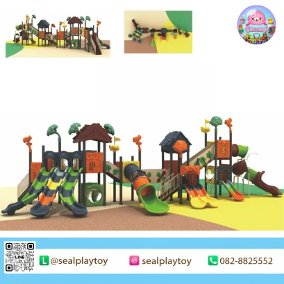 Forest Adventure Kingdom playground with multi slides and tunnel bridge by Sealplay