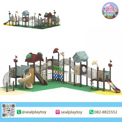Forest Adventure Trail playground with rope bridges and climbing activities by Sealplay