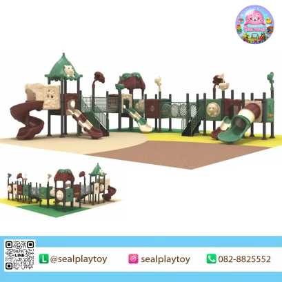 Forest Animal Adventure playground with animal theme and tunnel slides by Sealplay
