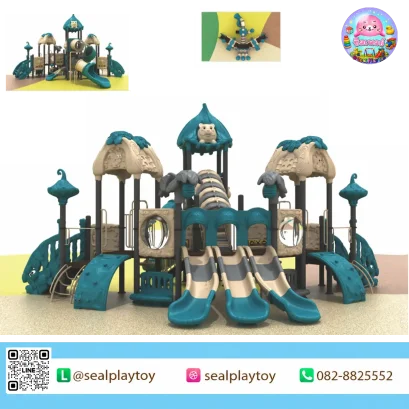 Forest Animal Kingdom playground with forest animal theme and triple slides by Sealplay