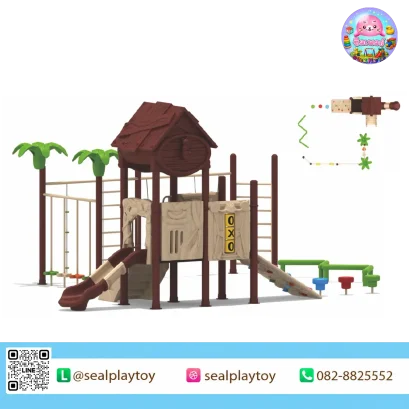 Forest Climber House playground with climbing wall and monkey bars by Sealplay