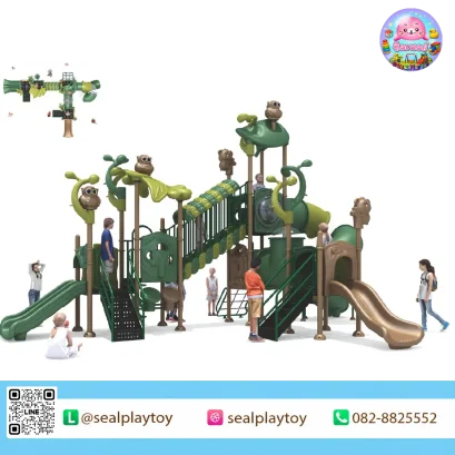Forest Owl Adventure playground with owl theme and tube slides by Sealplay