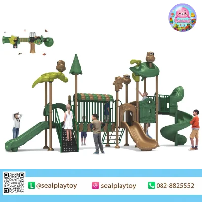 Forest Owl Explorer playground with owl theme and spiral slide by Sealplay