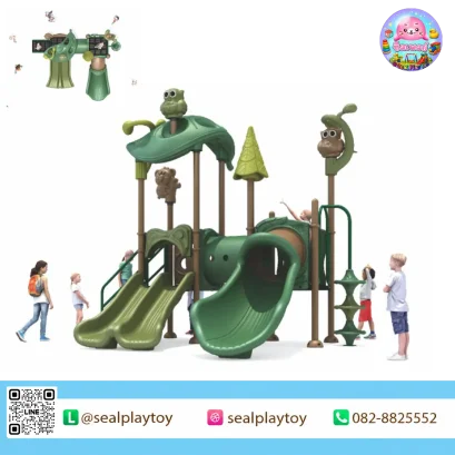 Forest Owl Mini Explorer playground with owl theme, tunnel crawl and double slide by Sealplay