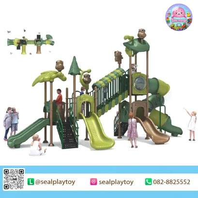 Forest Owl Trail playground with owl theme and tube slide by Sealplay