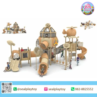 Galaxy Copter Station playground with helicopter and space station theme by Sealplay
