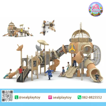 Galaxy Orbit Adventure playground with space station and tunnel slide by Sealplay
