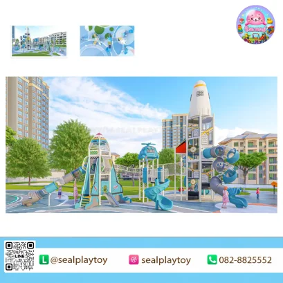 เครื่องเล่นสนาม PE, สนามเด็กเล่น PE, Galaxy Rocket Expedition, สนามเด็กเล่นธีมอวกาศ, เครื่องเล่นจรวด, หอคอยจรวด, กระดานลื่นท่อใส, เครื่องเล่นปีนป่าย