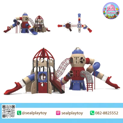Galaxy Rocket Fortress playground with rocket tower and tunnel slides by Sealplay
