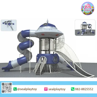 Galaxy Space Station playground with spiral tunnel slide and space theme by Sealplay