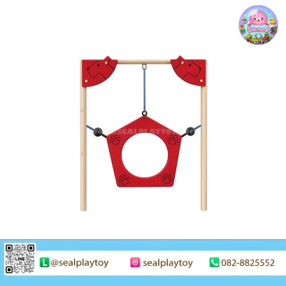 Hanging Hoop Jump อุปกรณ์ห่วงกระโดดสำหรับสุนัข โครงไม้ฮวาหลี แผ่น PE แขวนด้วยเชือก ช่วยฝึกความคล่องตัว การกระโดด และความมั่นใจของสุนัข by Sealplay