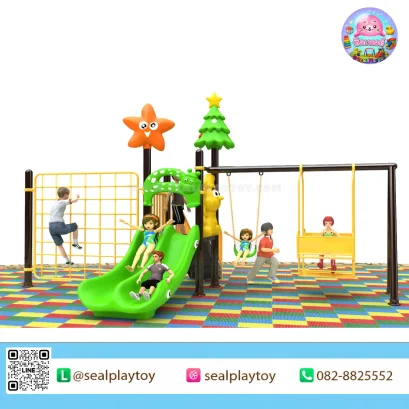 Mini Training Climb&Slide&Swing เครื่องเล่นสนามเสา 89 มม. พร้อมชิงช้า สไลเดอร์ กิจกรรมปีนป่าย และฐานฝึกทักษะสำหรับเด็ก