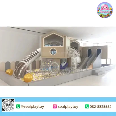 Modern Ball Pit Village ห้องบอลในร่มสไตล์โมเดิร์น พร้อมบ่อบอล สไลเดอร์ อุโมงค์คลาน และกิจกรรมพัฒนาทักษะสำหรับเด็ก