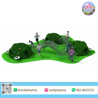 Nature Climber Playscape เครื่องเล่นภูมิทัศน์พร้อมเนินหญ้าเทียม อุโมงค์คลาน ตาข่ายปีนป่าย และกิจกรรมทรงตัวกลางแจ้ง