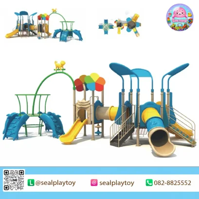 Ocean Dolphin Adventure เครื่องเล่นสนาม PE ธีมมหาสมุทรและโลมา พร้อมสไลเดอร์ อุโมงค์คลาน และกิจกรรมปีนป่าย