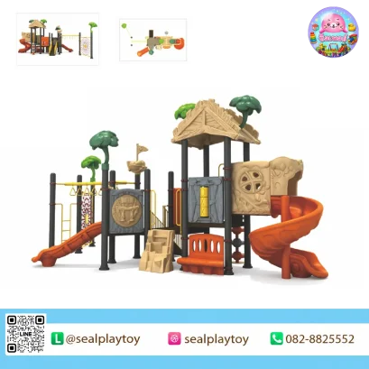Pirate Jungle Adventure playground with spiral slide and pirate theme by Sealplay