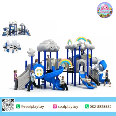 Rainbow Cloud Journey playground with rainbow bridge and cloud theme by Sealplay