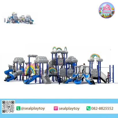 Rainbow Cloud Kingdom playground with rainbow bridge and cloud theme by Sealplay