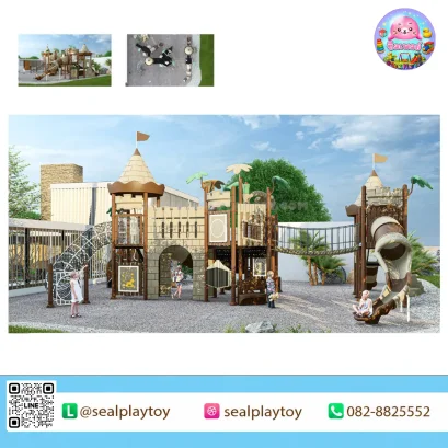 เครื่องเล่นสนาม PE, สนามเด็กเล่น PE, Royal Palm Castle Playground, สนามเด็กเล่นปราสาท, เครื่องเล่นสนามขนาดใหญ่, สะพานเชือก, กระดานลื่น, เครื่องเล่นปีนป่าย