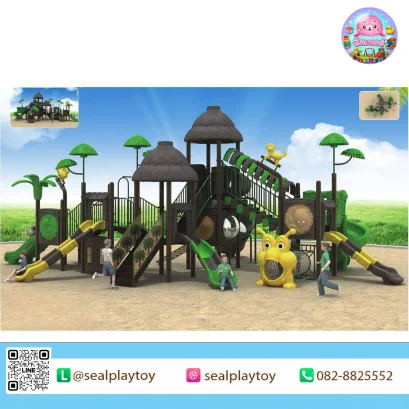 Safari Monkey Adventure เครื่องเล่นสนาม PE ธีมซาฟารีและลิง พร้อมสไลเดอร์ อุโมงค์คลาน และกิจกรรมปีนป่ายกลางแจ้ง