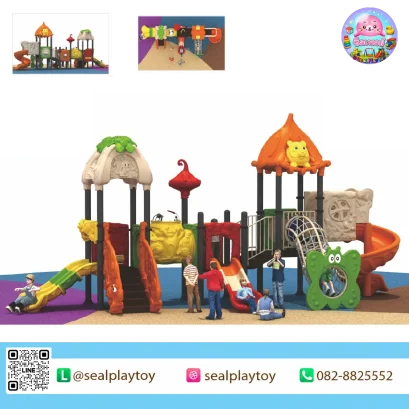 Safari Rope Adventure playground with rope tunnel and safari animal theme by Sealplay