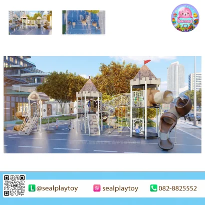 เครื่องเล่นสนาม PE, สนามเด็กเล่น PE, Sky Castle Adventure, สนามเด็กเล่นปราสาท, เครื่องเล่นปีนป่าย, อุโมงค์ตาข่าย, กระดานลื่นท่อ, เครื่องเล่นสนามขนาดใหญ่