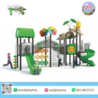 Tropical Bird Adventure เครื่องเล่นสนาม PE ธีมนกและป่าเขตร้อน พร้อมสไลเดอร์ ตาข่ายปีนป่าย และกิจกรรมพัฒนาทักษะ