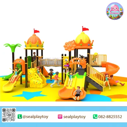 Twin Crown Rope Adventure เครื่องเล่นสนามเสา 89 มม. พร้อมสไลเดอร์ สะพานเชือก บ้านของเล่น และกิจกรรมปีนป่ายสำหรับเด็ก