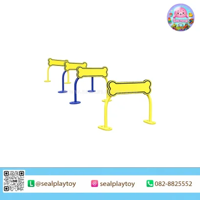 Weave Marker Set ชุดเสาซิกแซกสำหรับสัตว์เลี้ยง 4 ชิ้น ผลิตจากแผ่น HDPE แกะสลัก CNC พร้อมโครงเหล็กกัลวาไนซ์พ่นสีฝุ่น แข็งแรง ทนทาน สำหรับฝึก Dog Agility by Sealplay