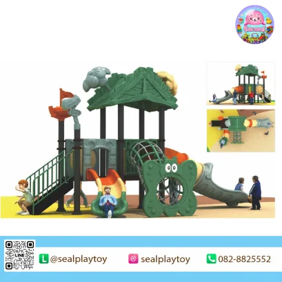 Wooden Butterfly House playground with butterfly tunnel and spiral slide by Sealplay