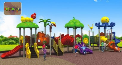 เครื่องเล่นสนาม A ชุดทริปเปิลรูฟแอนด์บริดจ์-เครื่องเล่นสนาม กระดานลื่น สไลเดอร์ by Sealplay