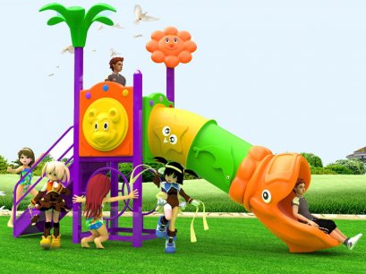 เครื่องเล่นสนาม C ชุดฟลาวเวอร์-บิ๊กเวิร์มสไลด์-เครื่องเล่นสนาม กระดานลื่น สไลเดอร์ by Sealplay